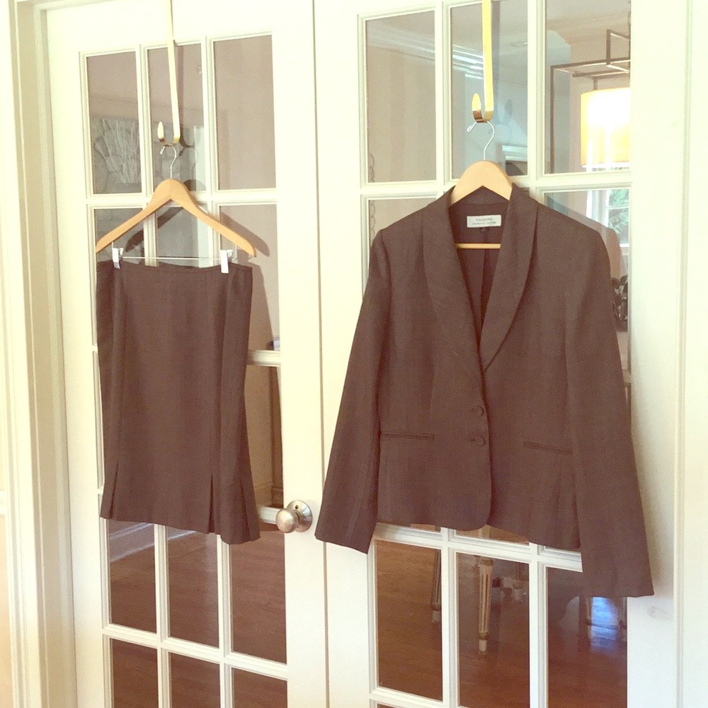 Tahari Brown Skirt Suit